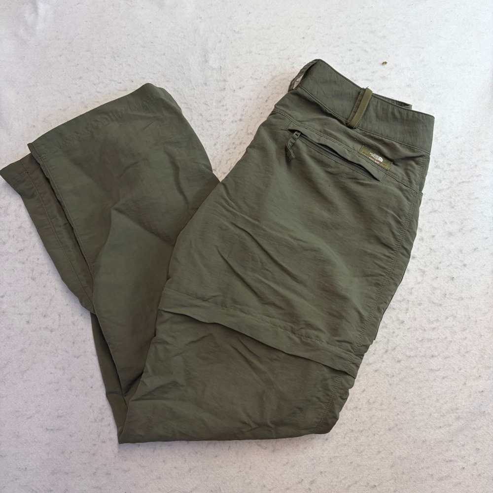 The North Face Convertible Cargo Pants Womens 8 Green Nylon Hiking Outdoor
